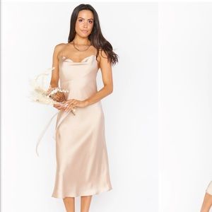 Show Me Your Mumu Verona Cow Dress Champagne Luxe Satin
